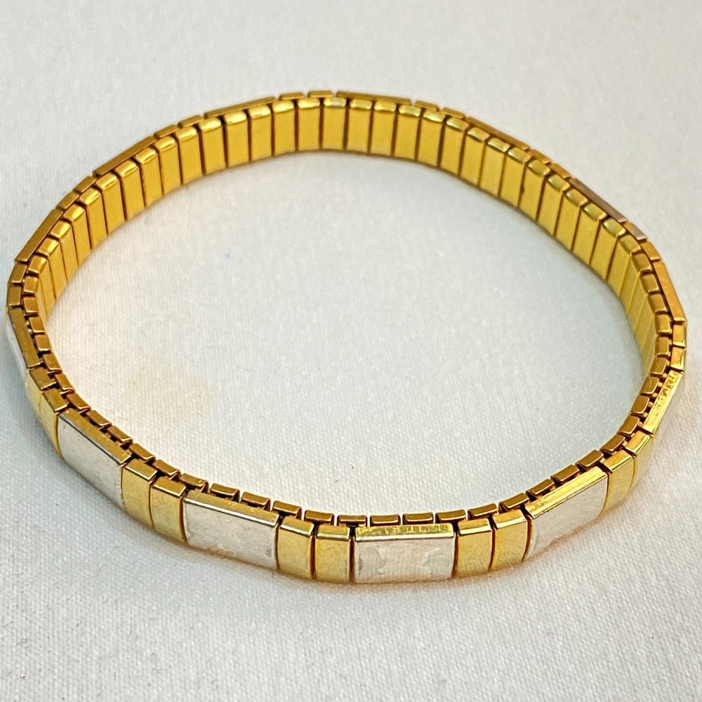 💎Gold Silver Two Tone Spandex Stretch Segment Bracelet Vintage